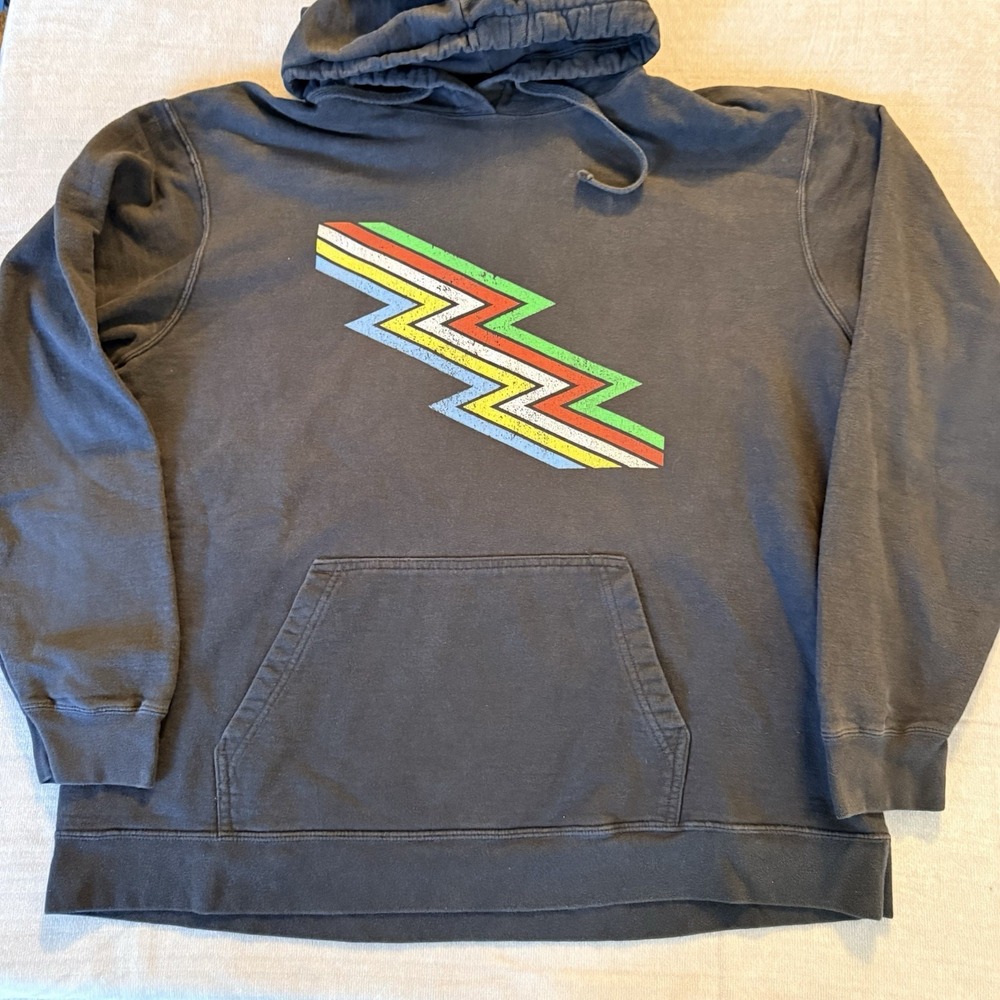 Disability Pride Hoodie XL Black Rainbow Lightning Bolt Pullover Sweatshirt